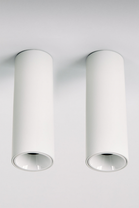 Packung mit 2 runden LED-Deckenaufbauleuchten Ø7,2 cm aus Aluminium Luisiana