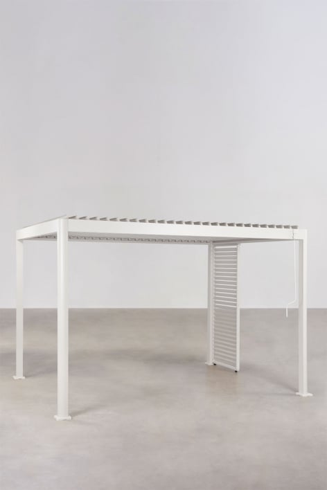 Bioklimatische Aluminiumpergola mit Lamellen und Druvia-Panel