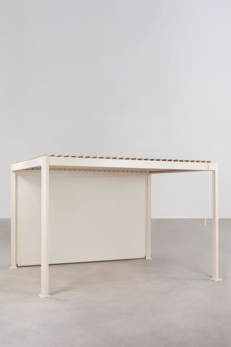 Bioklimatische Aluminiumpergola mit Lamellen und seitlichem Druvia-Markise