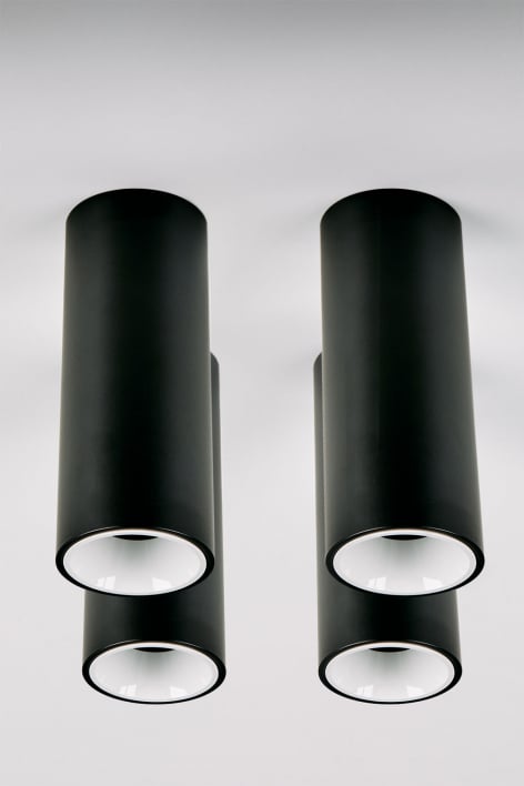 Pack mit 4 runden LED-Deckenaufbauleuchten Ø7,2 cm aus Aluminium Luisiana
