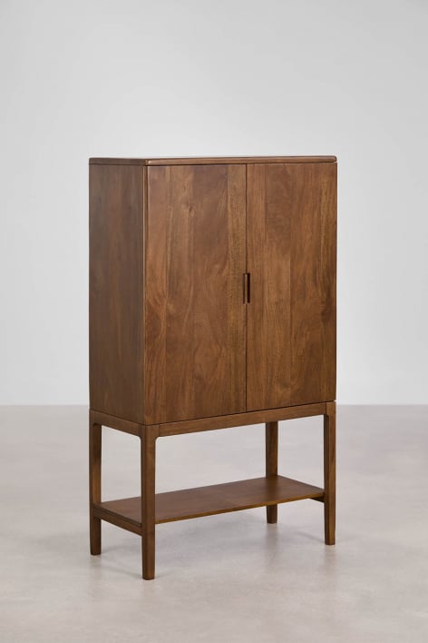 Rechteckiges Highboard 90x45 cm aus dunklem Mangoholz Kenscoff - Mangoholz Dunkel