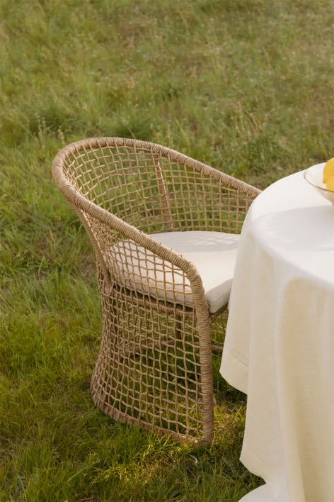 Gartenstuhl mit Armlehnen aus Stahl und synthetischem Rattan Liparian - Braun Rattan