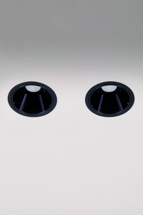 Pack mit 2 LED-Einbau-Downlights mit runden Rahmen Ø8 cm für den Außenbereich aus Aluminium Luisiana