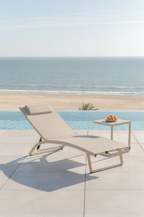 Verstellbare Aluminium-Liege mit Dulem-Kissen - Beige Tapioca