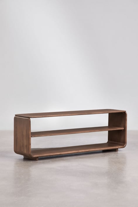 TV-Lowboard 140x35 cm aus dunkler Akazie Tinsley - Akazienbraun dunkel