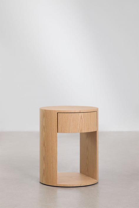 Nachttisch rund Ø40 cm aus MDF Adrido - Braun Eiche