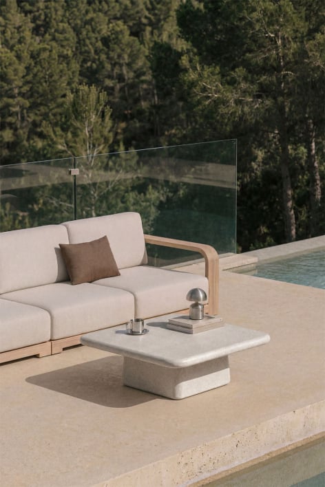 Quadratischer Gartentisch 105x105 cm aus Zement Maelis