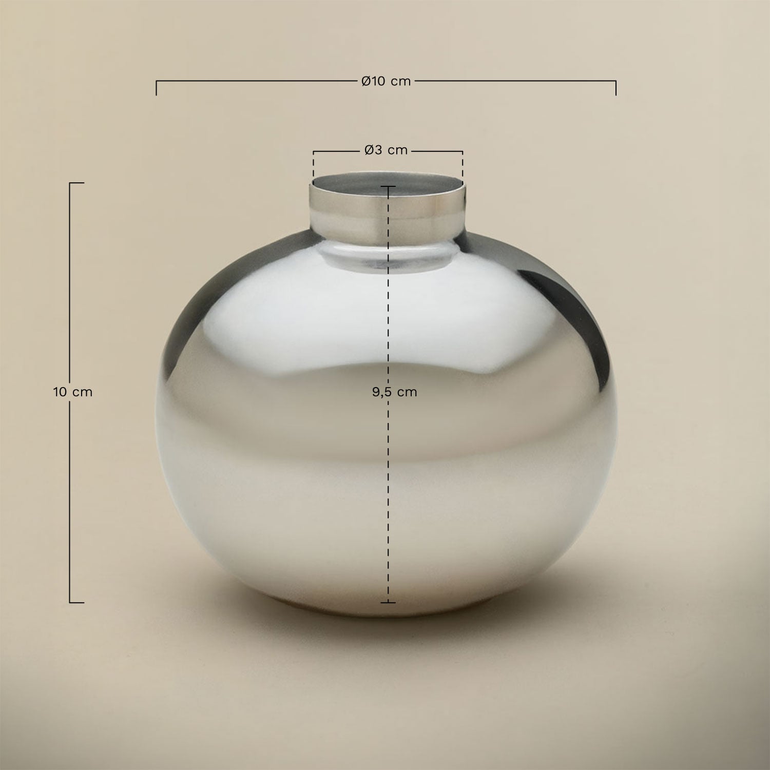 Elberton 10 cm Vase aus Edelstahl, MA&szlig;E