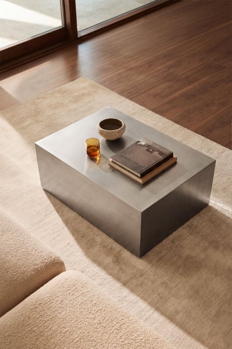 Rechteckiger Couchtisch 100x70 cm aus Edelstahl Iuraima