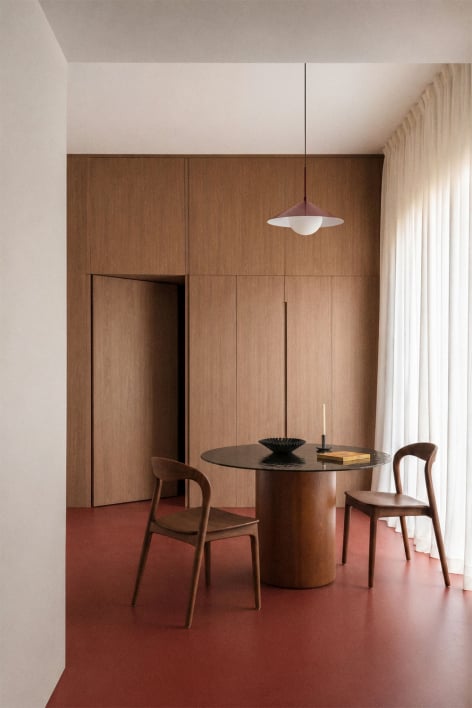 Runder Esstisch Ø120 cm aus gehärtetem Glas und MDF Asgri