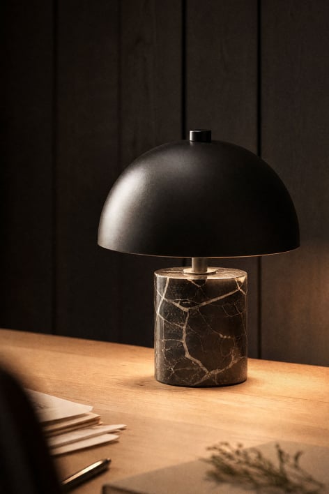 Kabellose LED-Tischlampe aus Eisen und Naturstein Nicolas