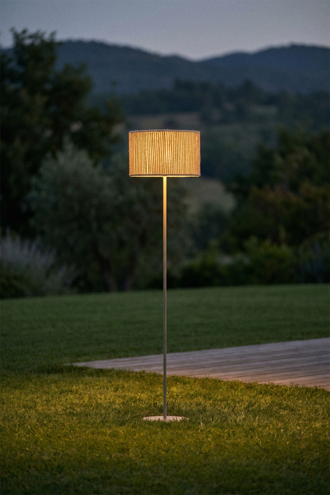 Kabellose LED-Solar-Stehlampe für den Außenbereich aus Eisen und geflochtener Schnur Krabi