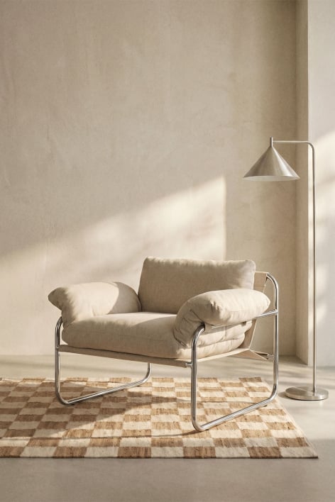 Sessel aus Chenille und Eisen Evani