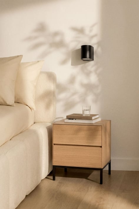Nachttisch 50x40 cm aus MDF und Eichenfurnier Bromley