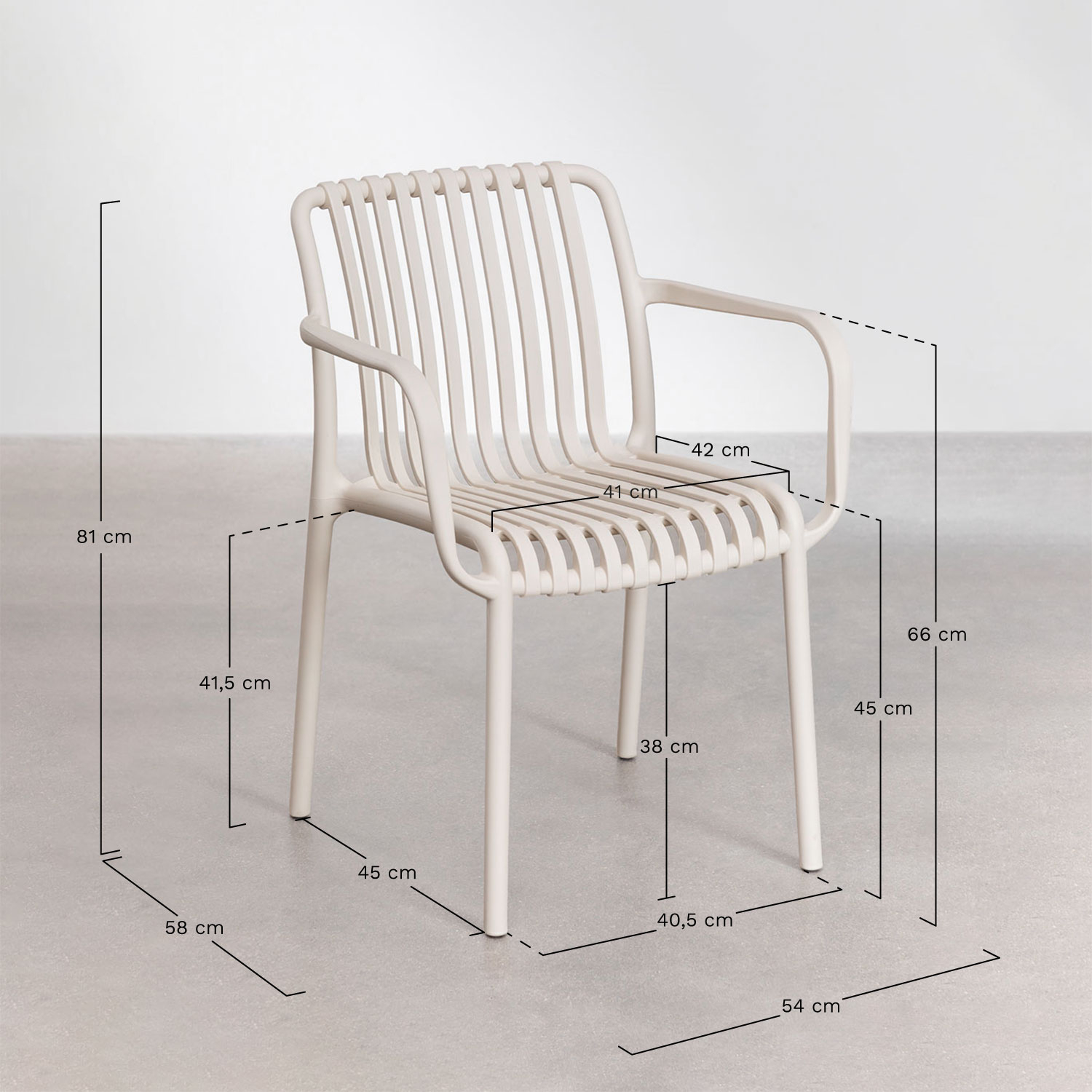 2er-Pack Wendell-Gartenstühle aus Polypropylen mit Armlehnen, MA&szlig;E