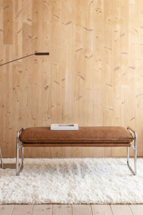 Sitzbank mit Kunstlederbezug in Camel-Vintage 110 cm Matilda