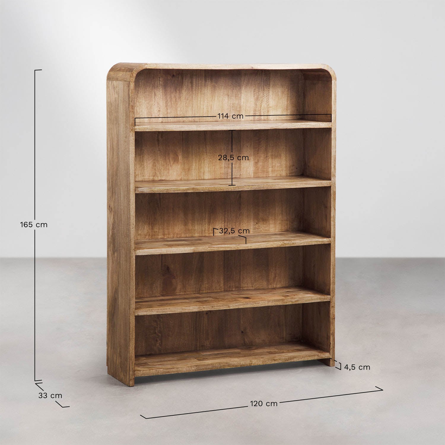 Regal ↑165 cm aus Mangoholz Shelby, MA&szlig;E