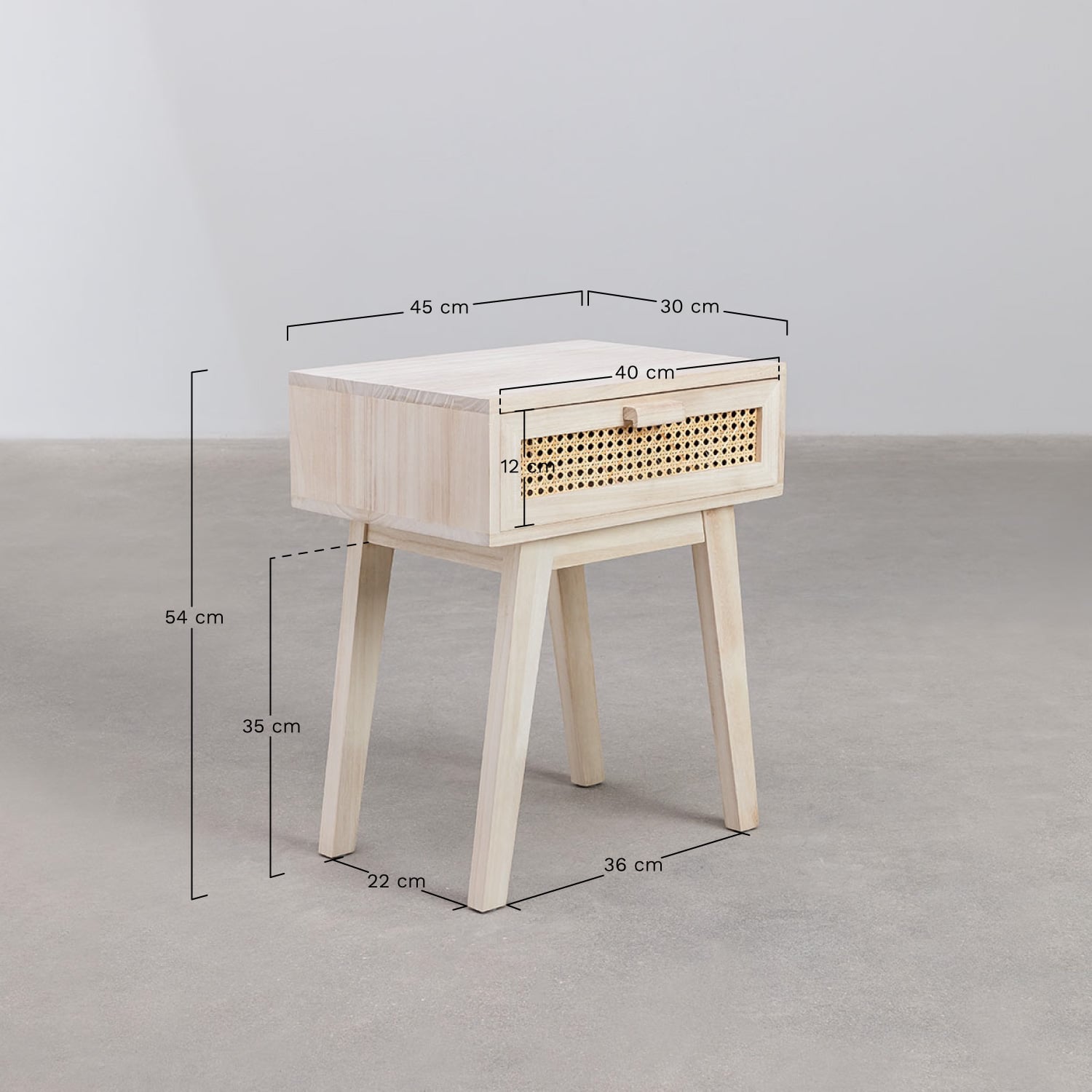Pack mit 2 Nachttischen 45x30 cm mit Schublade aus Holz Ralik Design, MA&szlig;E