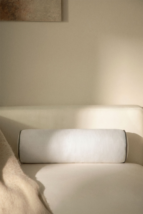 Rollen-Kissen 15x50 cm aus Somalia-Stoff - Gardenia Weiß
