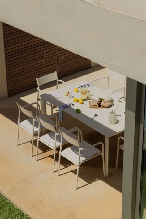 Rechteckiger Gartentisch 180-240-300x100 cm ausziehbar aus Aluminium Milenca