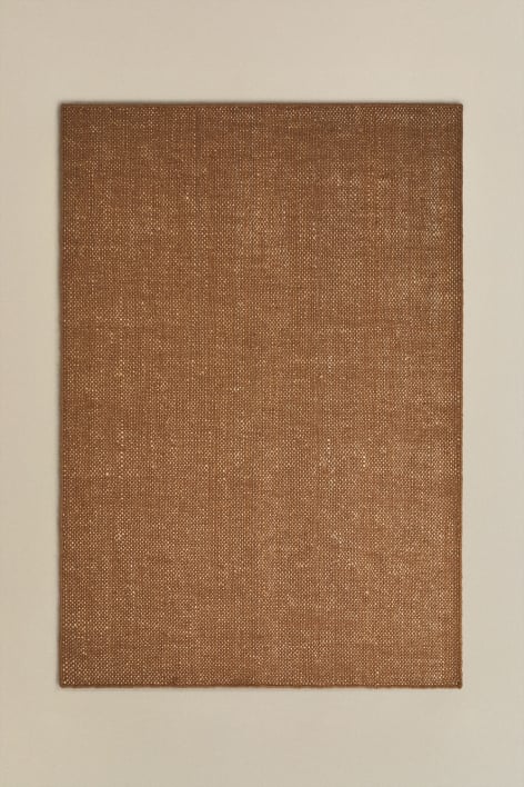Rechteckiger Teppich aus Wolle und Jute Wamba - Braun Karamel