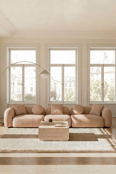 3-Sitzer-Modulsofa aus Chenille Coco - Latte Brown Dicker Chenille