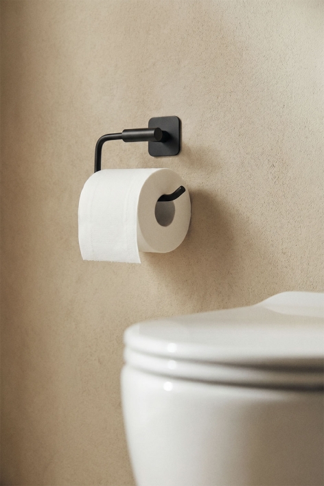 Selbstklebender Toilettenpapierhalter für das Badezimmer aus mattschwarzem Edelstahl Ondreli