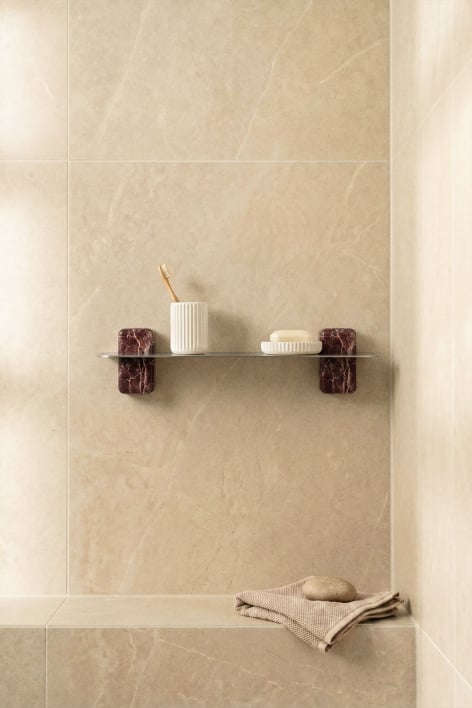 Wandregal aus Edelstahl und Marmor in Cherry-Gold-Rot 80 cm Serbian