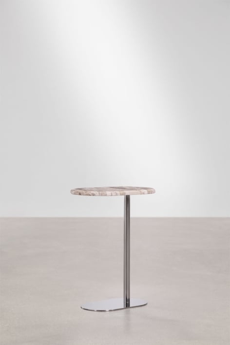 Nachttisch 45x25 cm aus Edelstahl Lumair - Beiger Marmor Panther