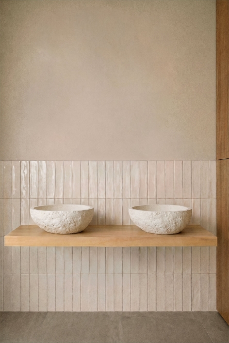 Doppeltes hängendes Badezimmermöbel-Set 120x45 cm aus venezianischem Teakholz