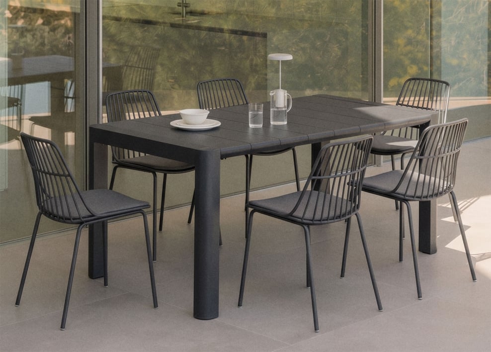 Arnadine rechteckiges Tischset (180x100 cm) und 6 Maeba Gartenstühle