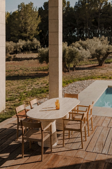 Ovaler Gartentisch 220x95 cm aus Zement Noemi