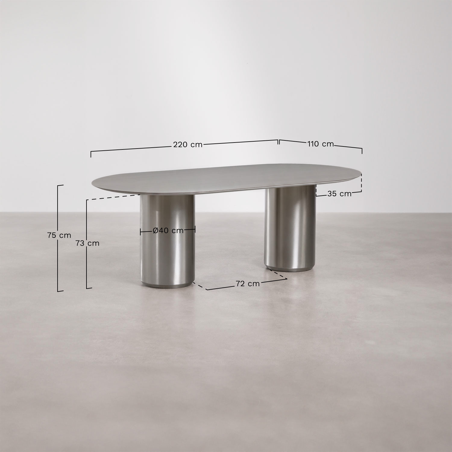 Ovaler Esstisch 220x110 cm Luceida, MA&szlig;E