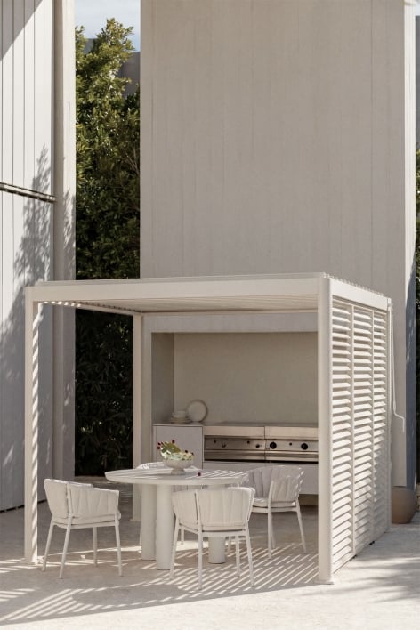 Bioklimatische Aluminiumpergola mit Lamellen und Seitenpaneel Druvia