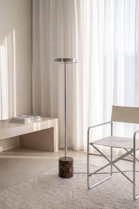 LED-Stehlampe aus Edelstahl und Naturstein Isasia