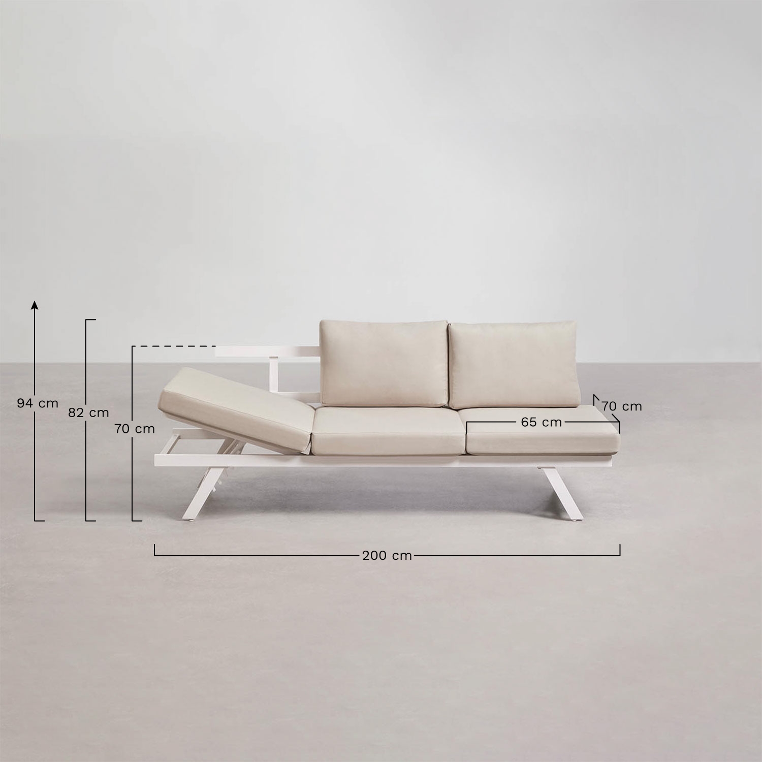 3-Sitzer Garten-Sofa aus Aluminium, verstellbar Libanc, MA&szlig;E