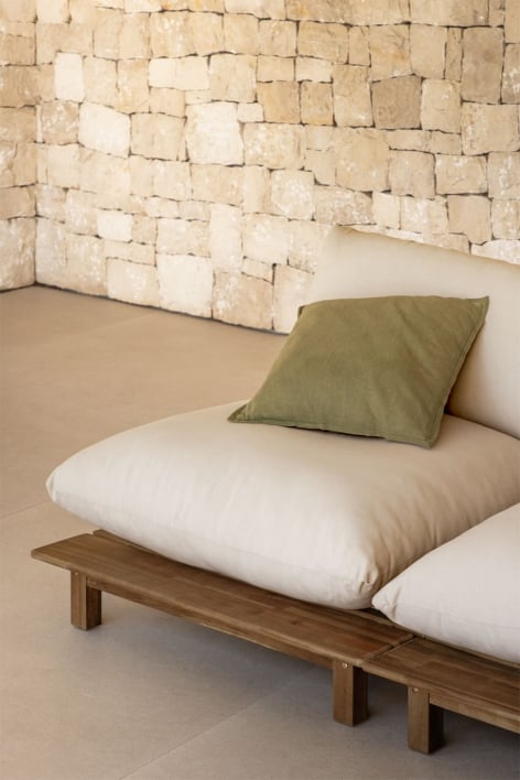 Zentralmodul mit Rückenlehne für modulare Gartensofa aus Akazienholz Brina