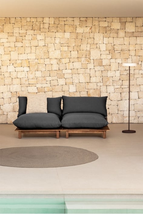 2-teiliges, verstellbares Gartenmodulsofa aus Akazienholz Brina - Grau Graphit