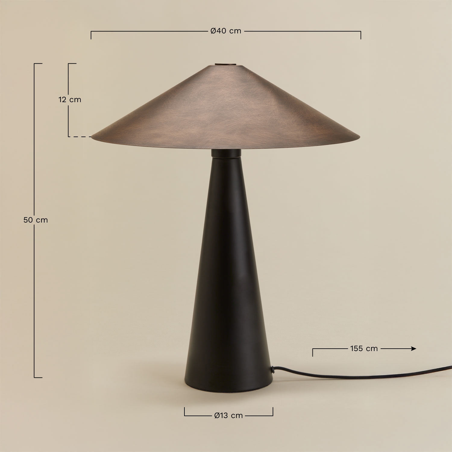 Elidi Tischlampe aus Eisen, MA&szlig;E
