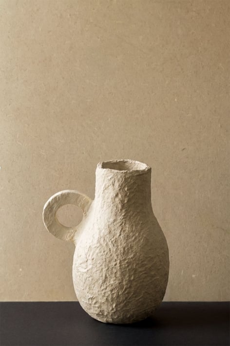 Dekorativer Vase aus Pappmaché Delores - Creme-Beige