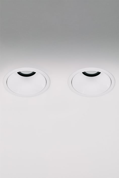 Pack mit 2 LED-Einbau-Downlights mit runden Rahmen Ø8 cm aus Aluminium Orelva