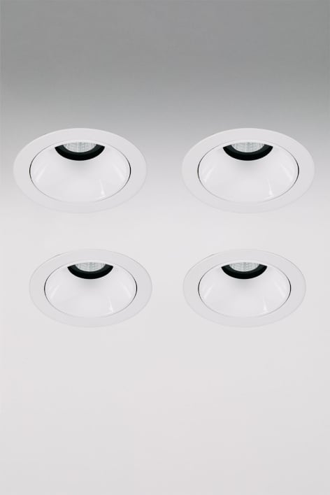Pack mit 4 LED-Einbau-Downlights mit runden Rahmen Ø7 cm aus Aluminium Orelva