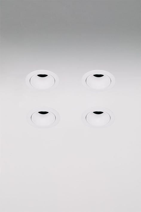 Pack mit 4 einbaubaren LED-Downlights mit runden Rahmen Ø5 cm für den Außenbereich aus Aluminium Orelva