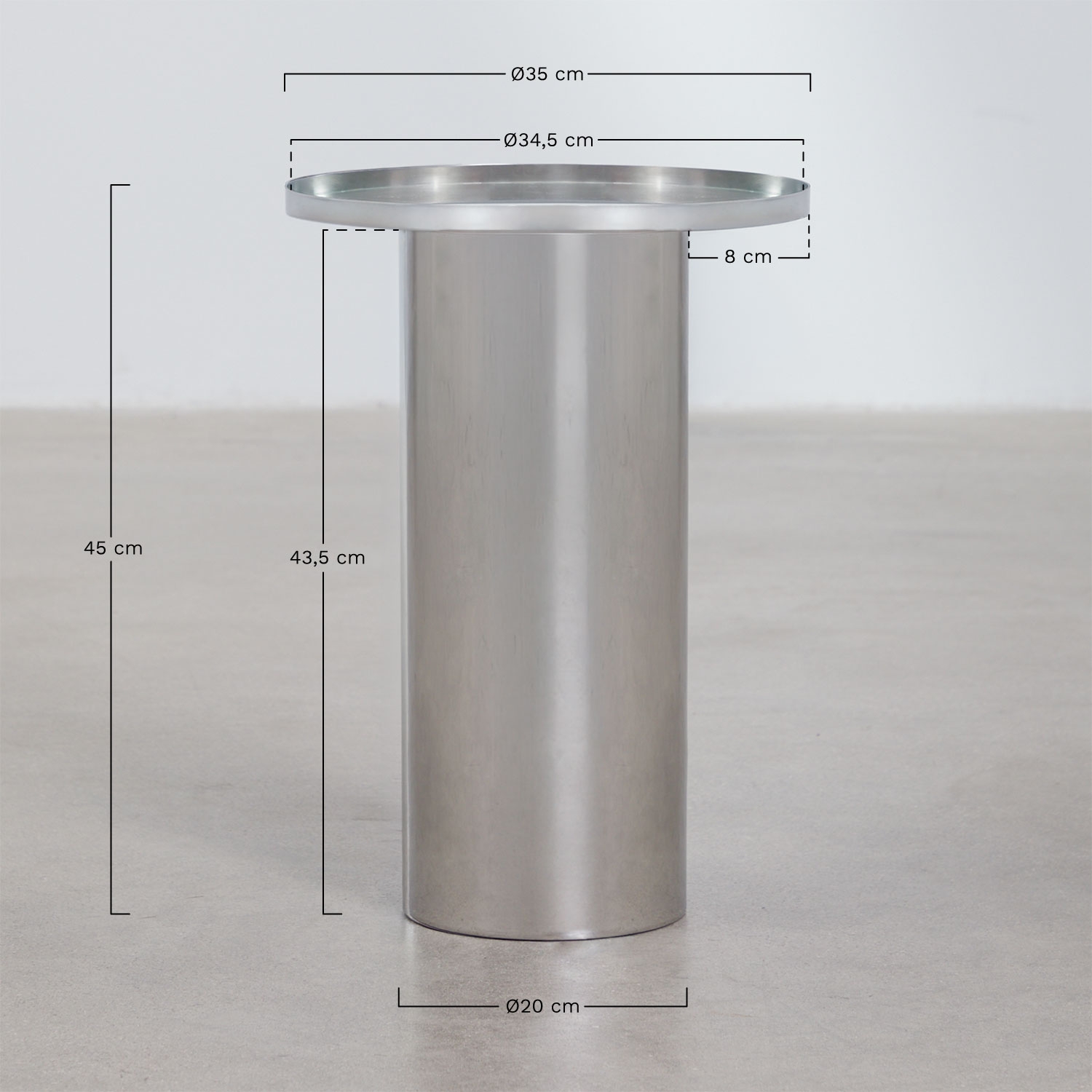 Pack mit 2 Nachttischen Ø35 cm aus Glas und Edelstahl Suvani, MA&szlig;E