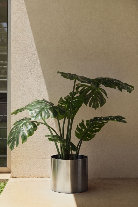 Runder Außenblumentopf aus Edelstahl Auraia