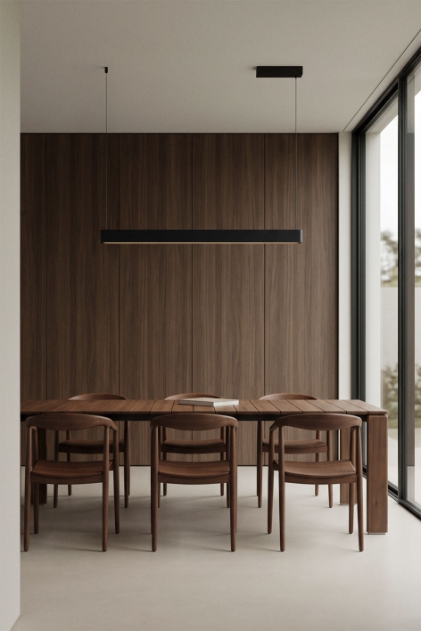 LED 120 cm lineare Pendelleuchte mit indirektem Licht aus Aluminium Maulenis - Schwarz