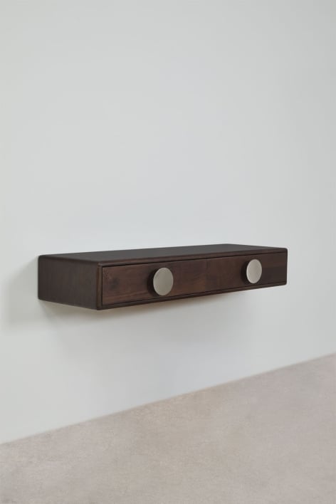Wand-Empfangskonsole 100x30 cm aus Mangoholz und Edelstahl Melisand