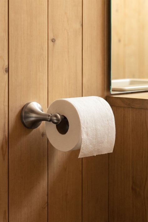 Toilettenpapierhalter für das Badezimmer aus gebürstetem grauem Edelstahl Alejandra