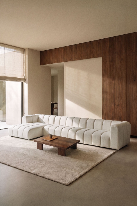 Linke 4-teilige modulare Chaiselongue aus Bouclé-Stoff Eliot