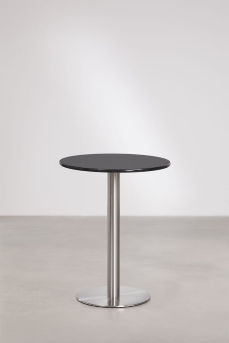 Runder Bartisch aus Naturstein Xiren - Marmor Nero Marquina